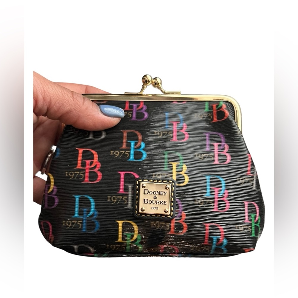 Dooney & Bourke Black with Multicolor Logo Clutch - Picture 3 of 11